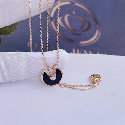 [Kincade Jewelery]AMULETTE ROSE GOLD ONYX NECKLACE