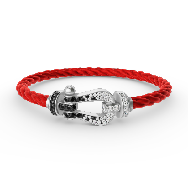 [Kincade Jewelery]FORCE LARGE HORSESHOE BLACK WHITE DIAMOND BRACELET SILVER