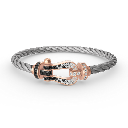 [Kincade Jewelery]FORCE LARGE HORSESHOE BLACK WHITE DIAMOND BRACELET ROSE GOLD