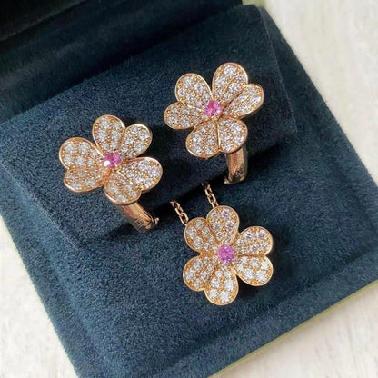[Kincade Jewelery]FRIVOLE PINK GOLD FLOWER DIAMOND EARRINGS