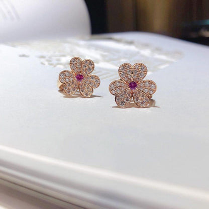 [Kincade Jewelery]FRIVOLE PINK GOLD FLOWER DIAMOND EARRINGS