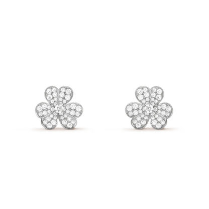 [Kincade Jewelery]FRIVOLE SILVER FLOWER DIAMOND EARRINGS
