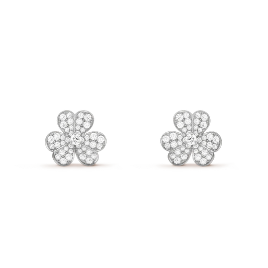 [Kincade Jewelery]FRIVOLE SILVER FLOWER DIAMOND EARRINGS