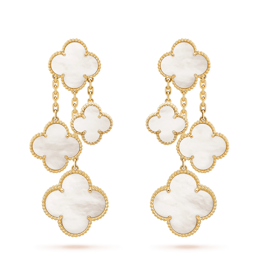 [Kincade Jewelery]Kincade EARRINGS WHITE MOP 4 MOTIFS GOLD
