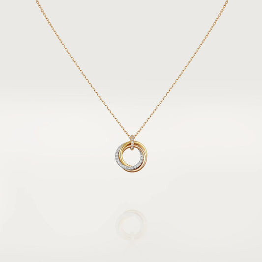 [Kincade Jewelery]TRINITY NECKLACE SILVER GOLD PINK GOLD DIAMONDS