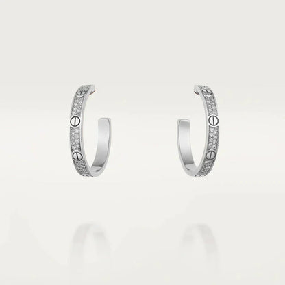 [Kincade Jewelery]LOVE DIAMOND SILVER HOOP EARRINGS