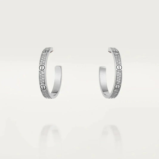 [Kincade Jewelery]LOVE DIAMOND SILVER HOOP EARRINGS
