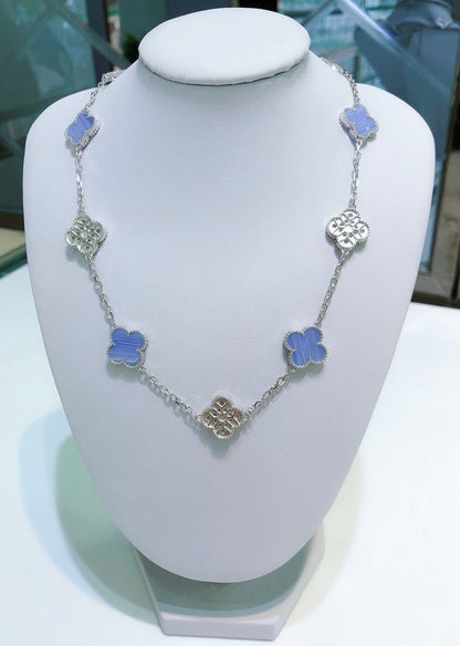 [Kincade Jewelery]KincadeS THE 10-MOTIFS CHALCEDONY DIAMONDS SILVER NECKLACE