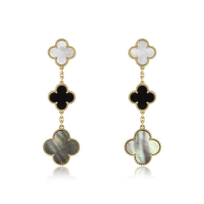 [Kincade Jewelery]Kincade EARRINGS GOLD ONYX MOP 3 MOTIF